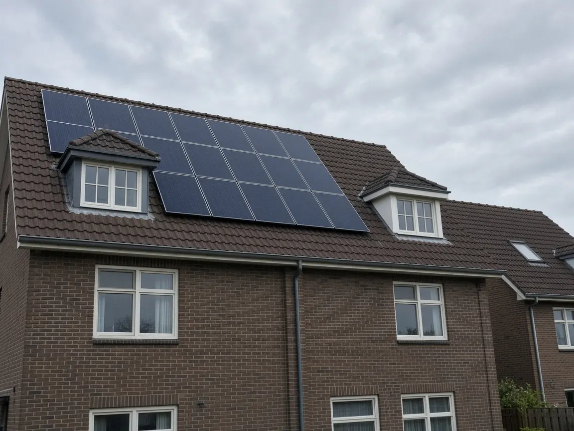 Nederlandse woning met zonnepanelen op het hellende dak